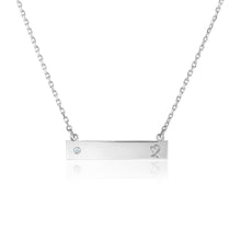 Load image into Gallery viewer, Sterling Silver 18 inch Bar Women&#39;s Necklaces with Diamond and Engraved Heart
