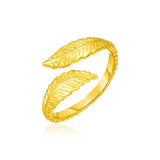 Yellow Gold 14k Bypass Style Toe Rings with Leaves