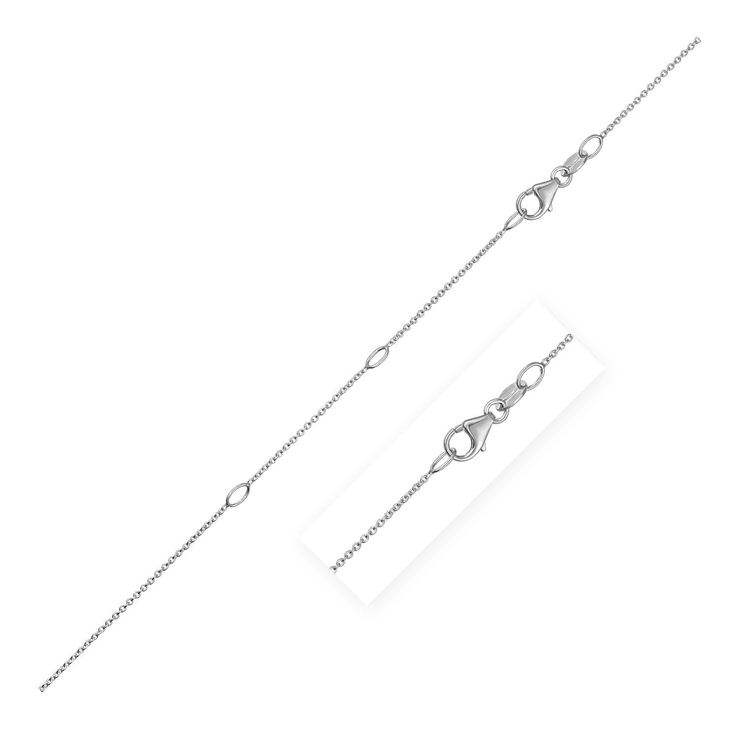 White Gold 14k 0.85mm Double Extendable Cable Chain