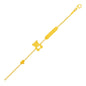 Yellow Gold 14k Childrens Bracelet with Teddy Bear Heart and Bar
