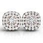 White and Rose Gold 14k Cushion Shape Diamond Halo Earrings
