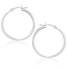 Load image into Gallery viewer, White Gold 10k 25 mm Polished Hoop Earrings with Snap Lock Backing for Any Ocassions