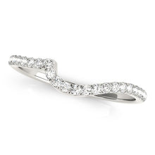 Load image into Gallery viewer, 14k White Gold Round Pave Setting Curved Diamond Wedding Ring (1/5 cttw)