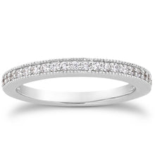Load image into Gallery viewer, White Gold 14k Pave Milgrain Diamond Wedding Ring Set 1/2 Around
