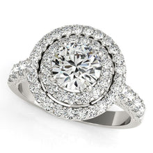 Load image into Gallery viewer, White Gold 14k 2 Diamond Engagement Ring with Double Pave Halo