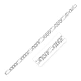 Sterling Silver Rhodium Plated Classic Lobster Claw Figaro Chain 8.1mm