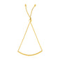 14k Yellow Gold Smooth Curved Bar Lariat Design Bracelet