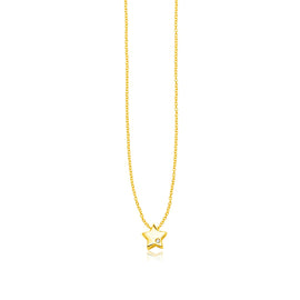 Yellow Gold 14k Polished Star Women's Necklace with Diamonds
