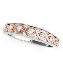 Load image into Gallery viewer, 14k White And Rose Gold Infity Diamond Wedding Band (1/8 cttw)