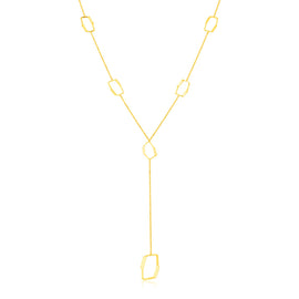 14K Yellow Gold Necklace with Abstract Honeycomb Stations