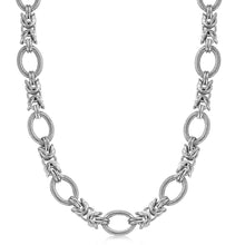 Load image into Gallery viewer, Sterling Silver Rhodium Plated Women&#39;s Knot Necklace Style and Textured Oval Chain