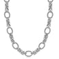 Sterling Silver Rhodium Plated Women's Knot Necklace Style and Textured Oval Chain