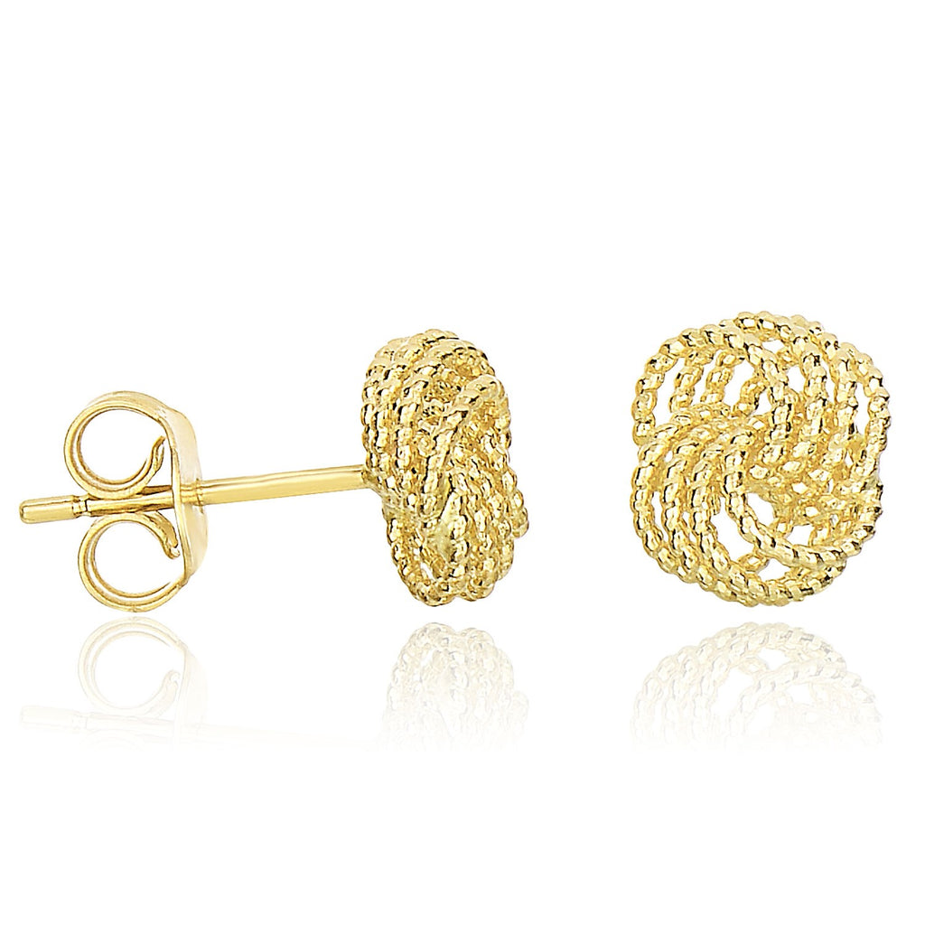 Yellow Gold 14k Textured Finish Love Knot Earrings Style