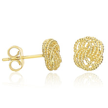 Load image into Gallery viewer, Yellow Gold 14k Textured Finish Love Knot Earrings Style