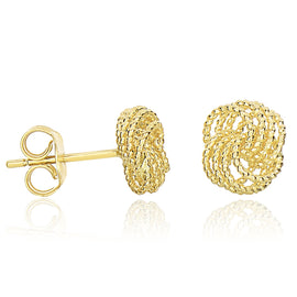 Yellow Gold 14k Textured Finish Love Knot Earrings Style