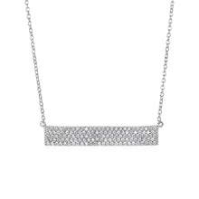 Load image into Gallery viewer, Sterling Silver Wide Women&#39;s Bar Necklace with Cubic Zirconia in
