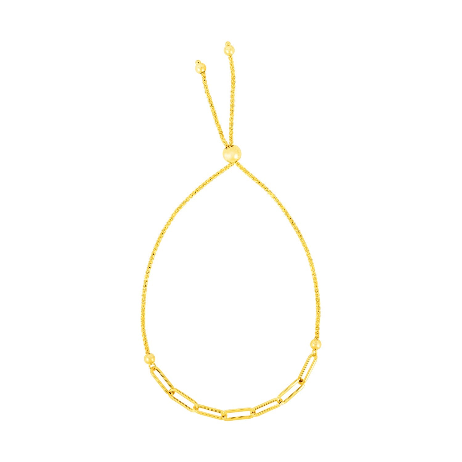 Yellow Gold 14k Women's Adjustable Bracelet with Paperclip Chain