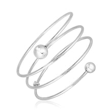 Load image into Gallery viewer, Sterling Silver 7 1/4 inch Multi Wrap Bangle with Polished Spheres
