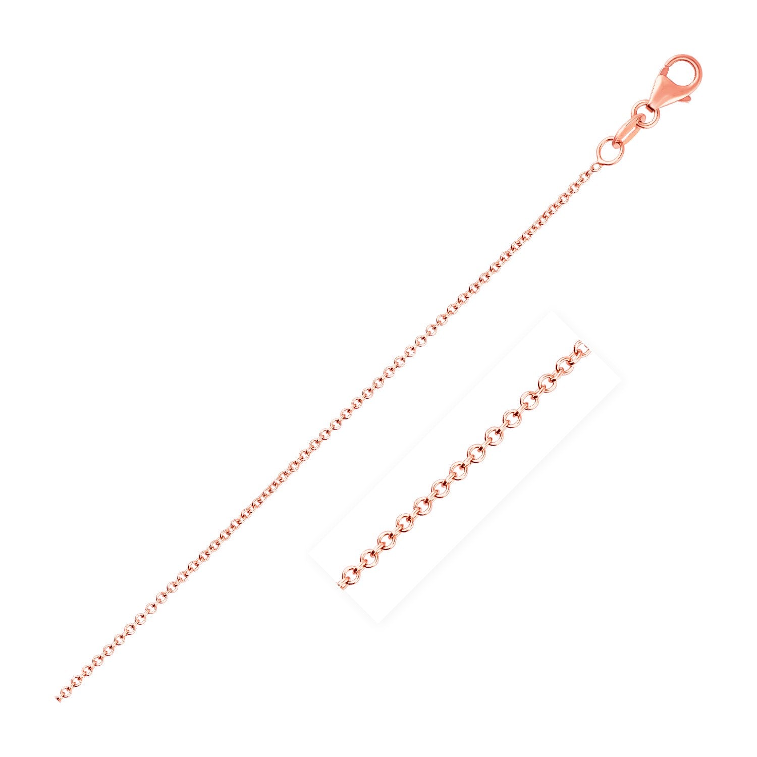 Pink Gold 14k 1.1mm Round Cable Link Chain