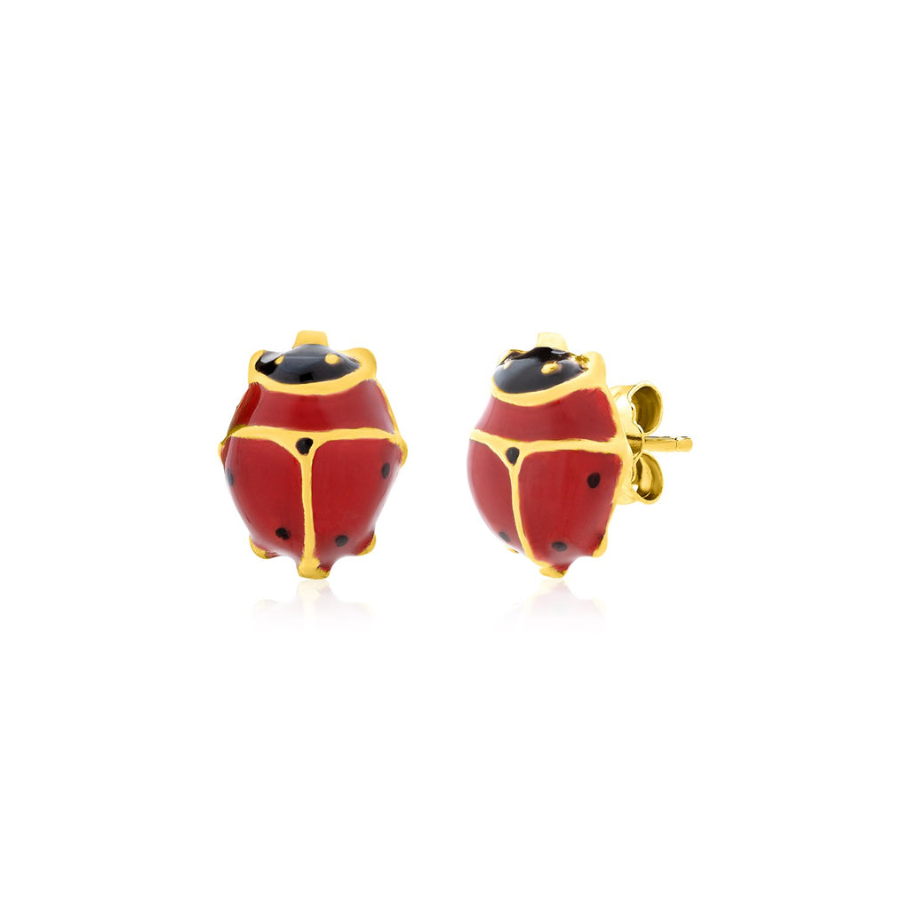 Yellow Gold 14K Lady Bug Fancy Earrings