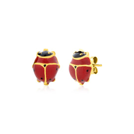 Yellow Gold 14K Lady Bug Fancy Earrings