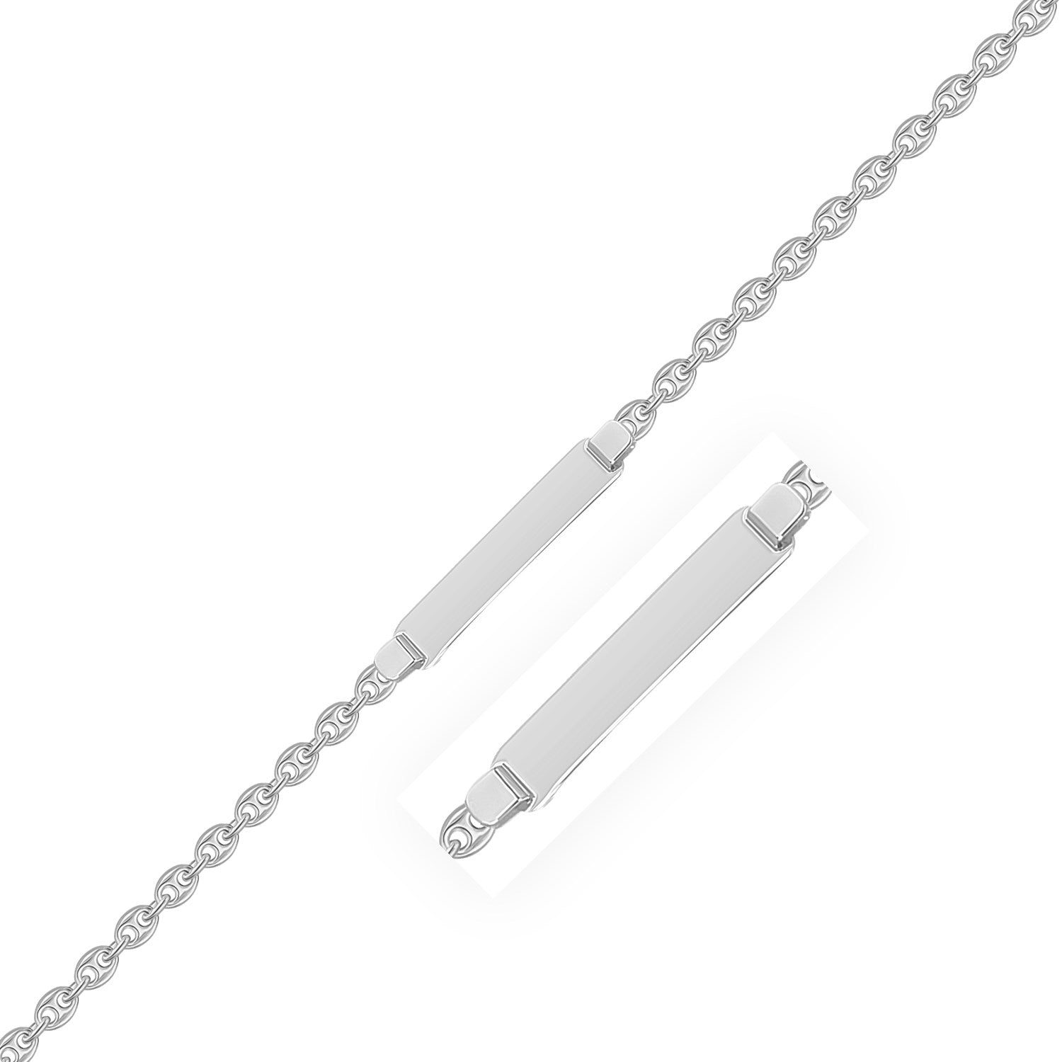 White Gold 14k Figaro Chain Fancy Children's ID Bracelet