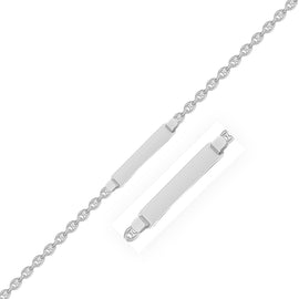 White Gold 14k Figaro Chain Fancy Children's ID Bracelet