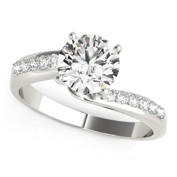 White Gold 14k Bypass Round Pronged Diamond Engagement Ring