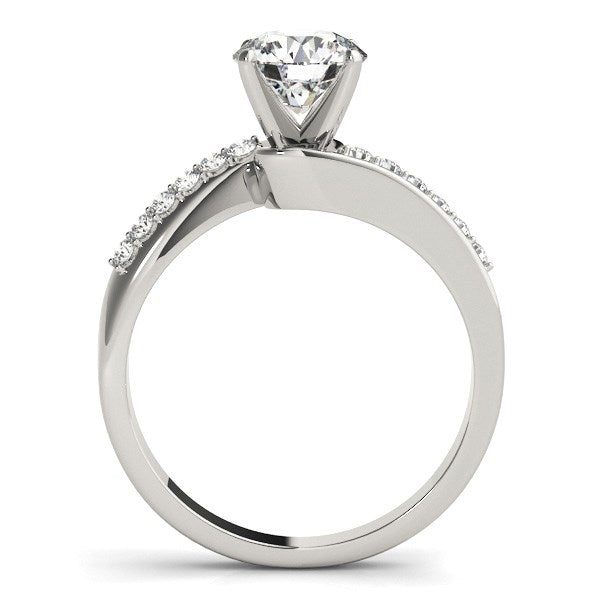 White Gold 14k Bypass Round Pronged Diamond Engagement Ring