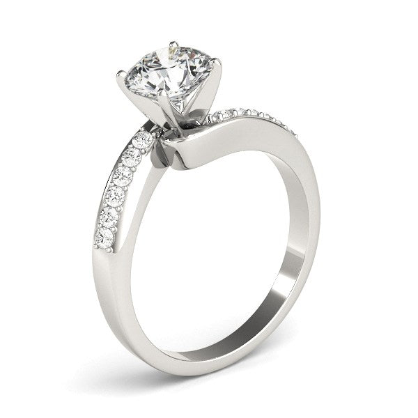 White Gold 14k Bypass Round Pronged Diamond Engagement Ring
