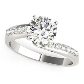 White Gold 14k Bypass Round Pronged Diamond Engagement Ring