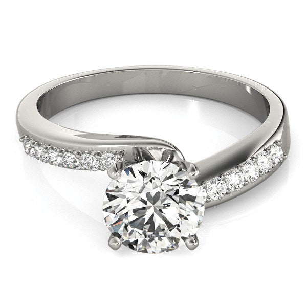 White Gold 14k Bypass Round Pronged Diamond Engagement Ring