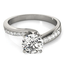 Load image into Gallery viewer, White Gold 14k Bypass Round Pronged Diamond Engagement Ring