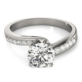 White Gold 14k Bypass Round Pronged Diamond Engagement Ring