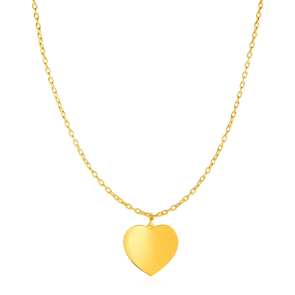 Yellow Gold 14k Choker Women's Necklaces with Polished Heart Pendant