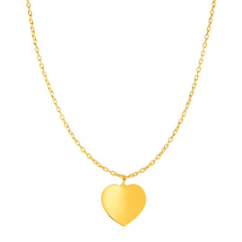 Yellow Gold 14k Choker Women's Necklaces with Polished Heart Pendant