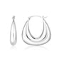 Sterling Silver Polished Puffed Trapezoid Hoop Earrings in Hinged Snap Back