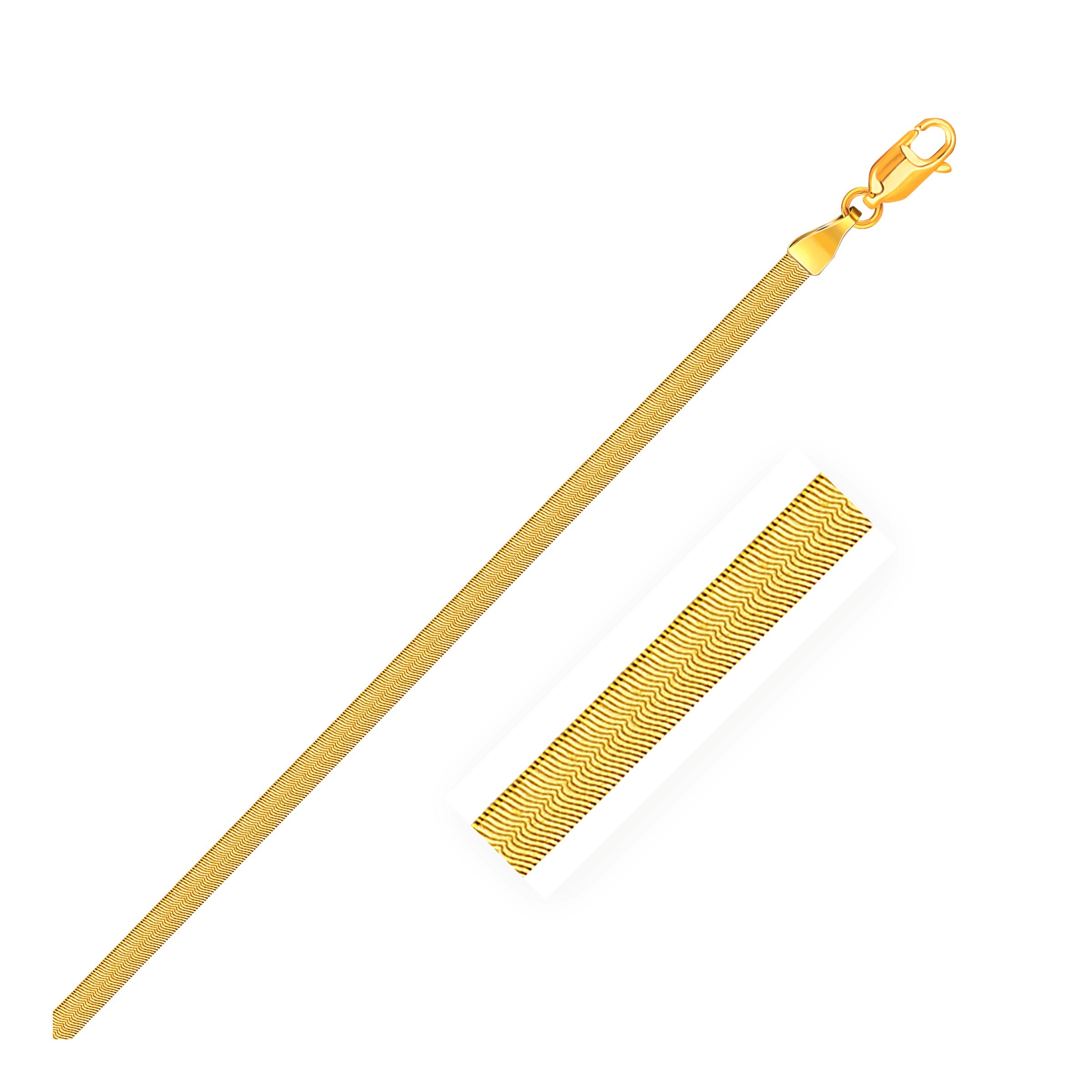 Yellow Gold 14k 3.0mm Super Flex Women's Herringbone Bracelet