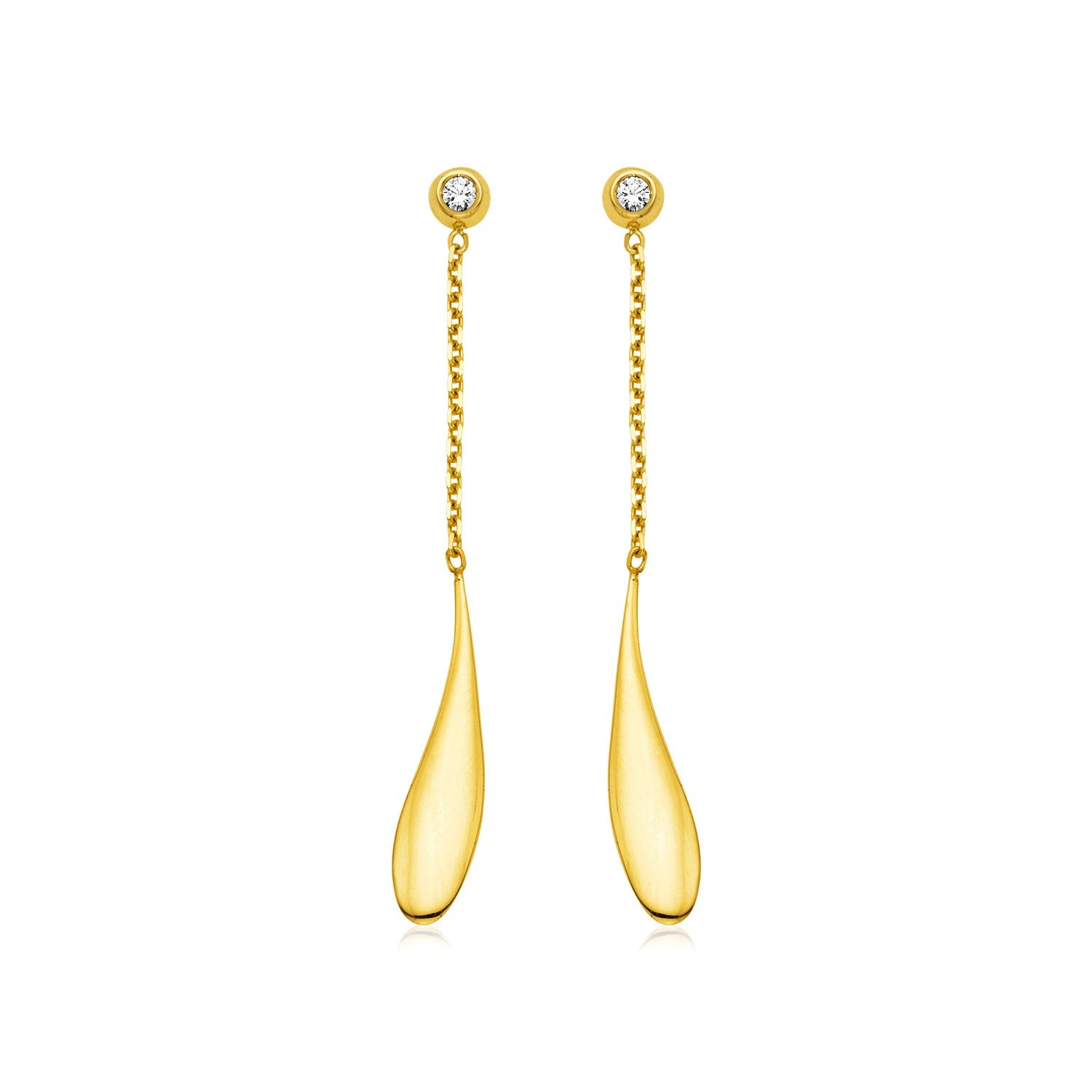 14k Yellow Gold Teardrop Earrings with Diamonds