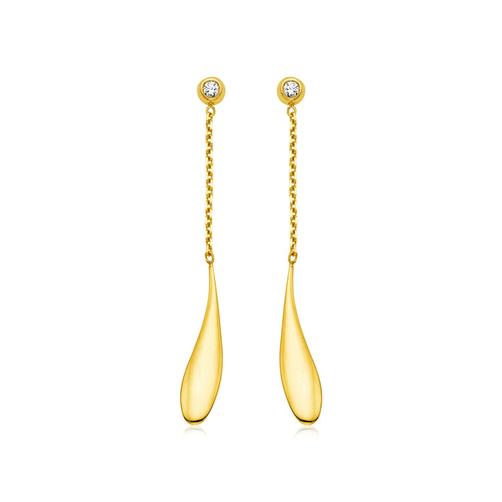 14k Yellow Gold Teardrop Earrings with Diamonds
