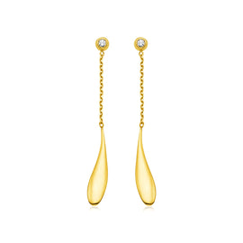 14k Yellow Gold Teardrop Earrings with Diamonds