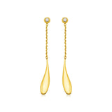 14k Yellow Gold Teardrop Earrings with Diamonds