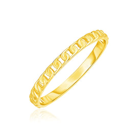 Yellow Gold 14k Fancy Ring with Bead Texture