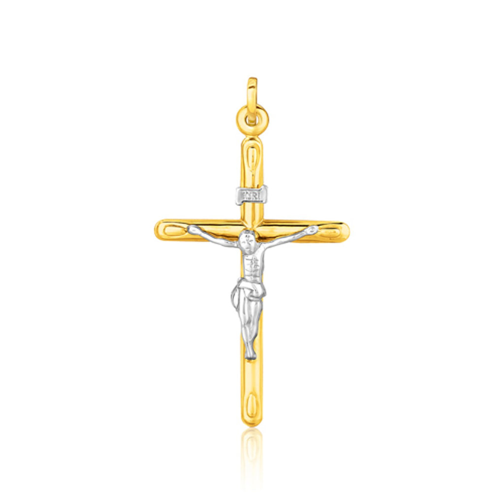 Two Tone Gold 14k Crafted Cross Pendant