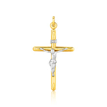 Load image into Gallery viewer, Two Tone Gold 14k Crafted Cross Pendant