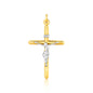 Two Tone Gold 14k Crafted Cross Pendant