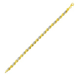 Two-Tone Gold 14k Woven Heart Textured Women's Link Bracelet