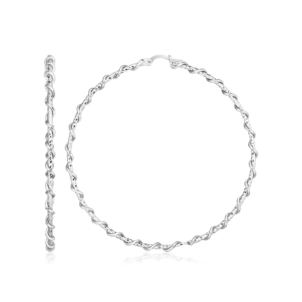 Sterling Silver Twisted Wire Hoop Earrings in Hinged Snap Back