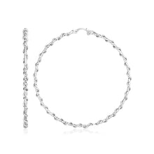 Load image into Gallery viewer, Sterling Silver Twisted Wire Hoop Earrings in Hinged Snap Back