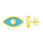 Yellow Gold 14K Blue Evil Eye Fancy Earrings with Enamel